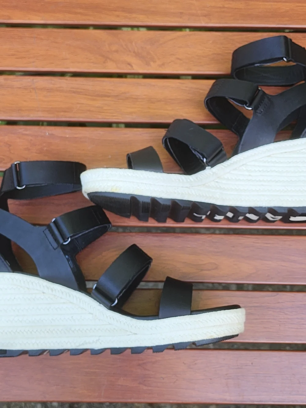 Sorel Cameron Black Adjustable Hook And Loop Straps Wedge Heel Sandal Size 9